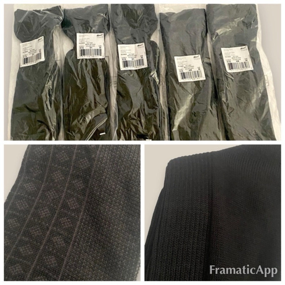NWT NOS Haband Dress Socks 5 pair 2 Grey Pattern 3 Black SZ M Mens
